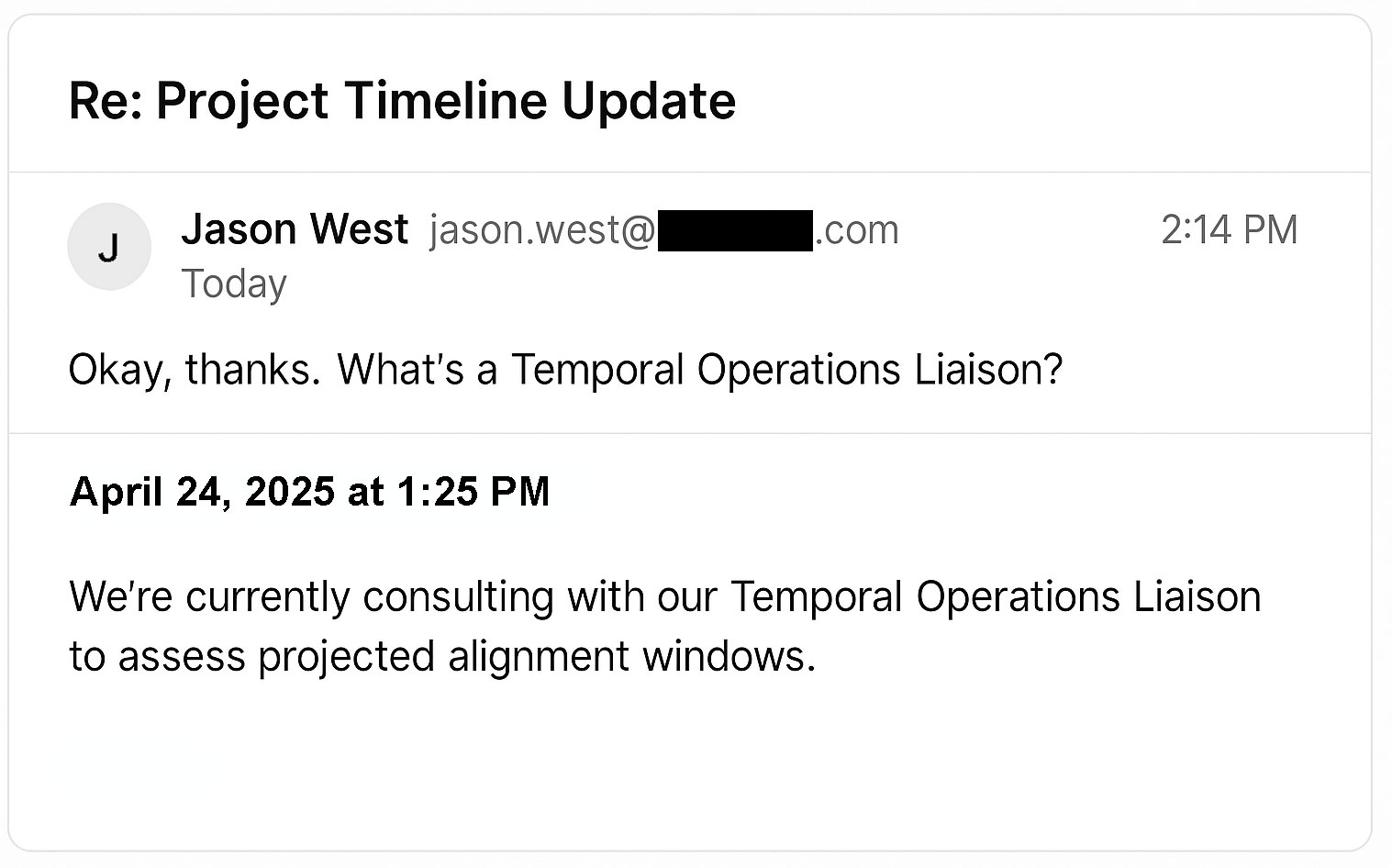 An example image of an AI excuse working flawlessly against a work client.